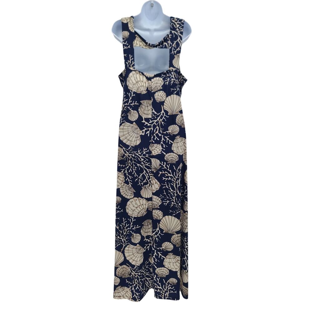 Coastal nautical vibes maxi dress Resort Wear Sz Med navy blue Vacation ready - Picture 3 of 6